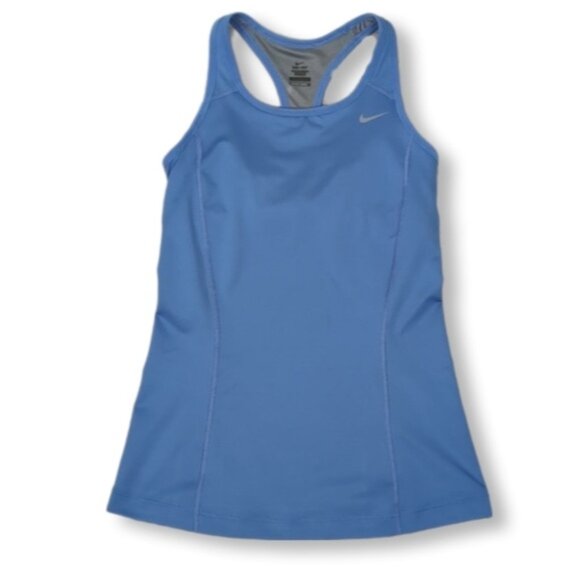 Nike Dri Fit Tank Top Slim Athletic Sporty Yoga Racerback Blue Womens Size Small - Picture 1 of 10